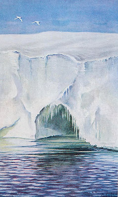 Edward Wilson, watercolour painting - Cave in the barrier, Cape Crozier, Jan. 4th,
1911